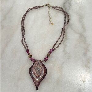 Vintage 16” Murano Art Glass Pendant Necklace